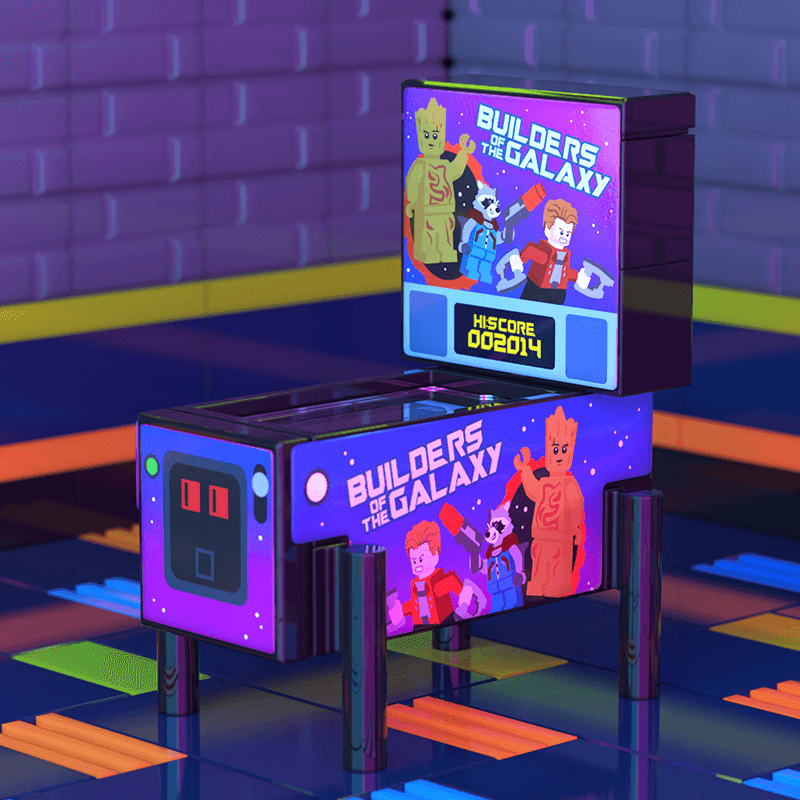 Builders of the Galaxy - B3 Customs Pinball Arcade Machine Building Set made using LEGO parts -