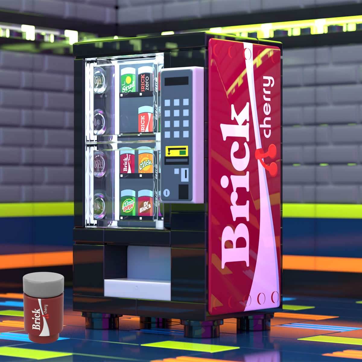 Cherry Cola Soda Vending Machine made using LEGO parts -