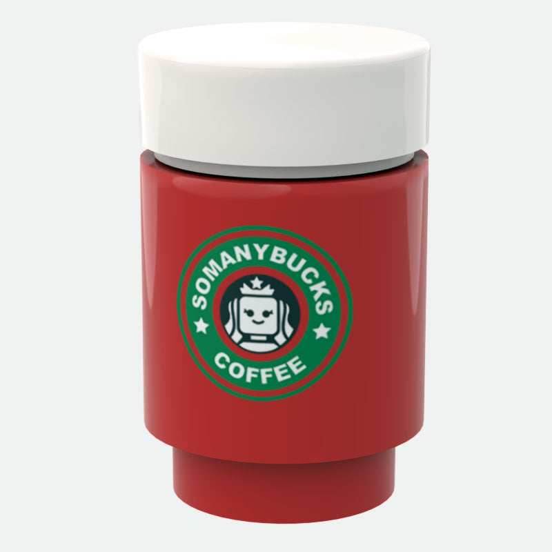 Somanybucks Christmas Coffee Cup for Minifigs made using LEGO parts - B3 Customs -