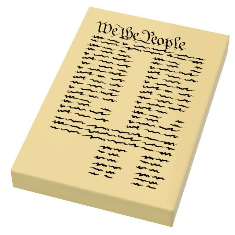 US Constitution Printed 2x3 Tile made using LEGO part -