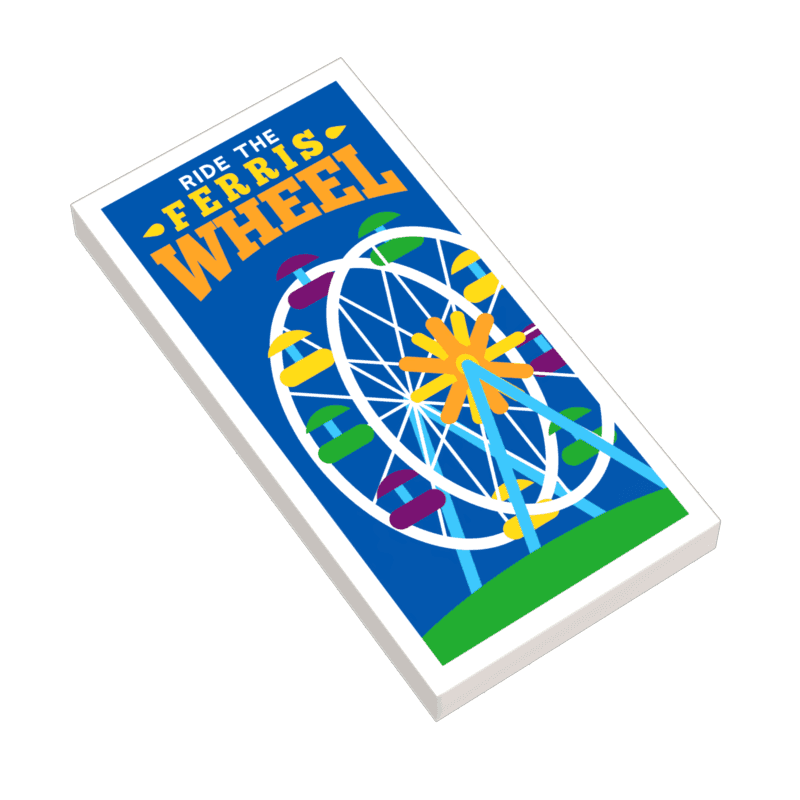 Ferris Wheel Amusement Park Poster (2x4 Tile) made using LEGO parts - B3 Customs -