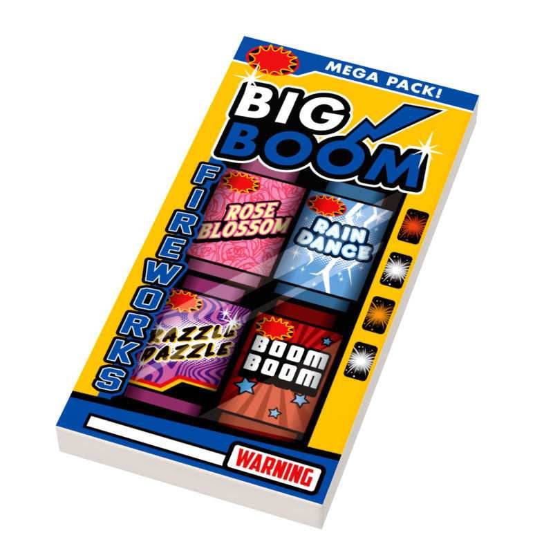 Big Boom! Variety Pack for Minifig Fireworks (2x4 Tile), 4th of July made using LEGO parts -