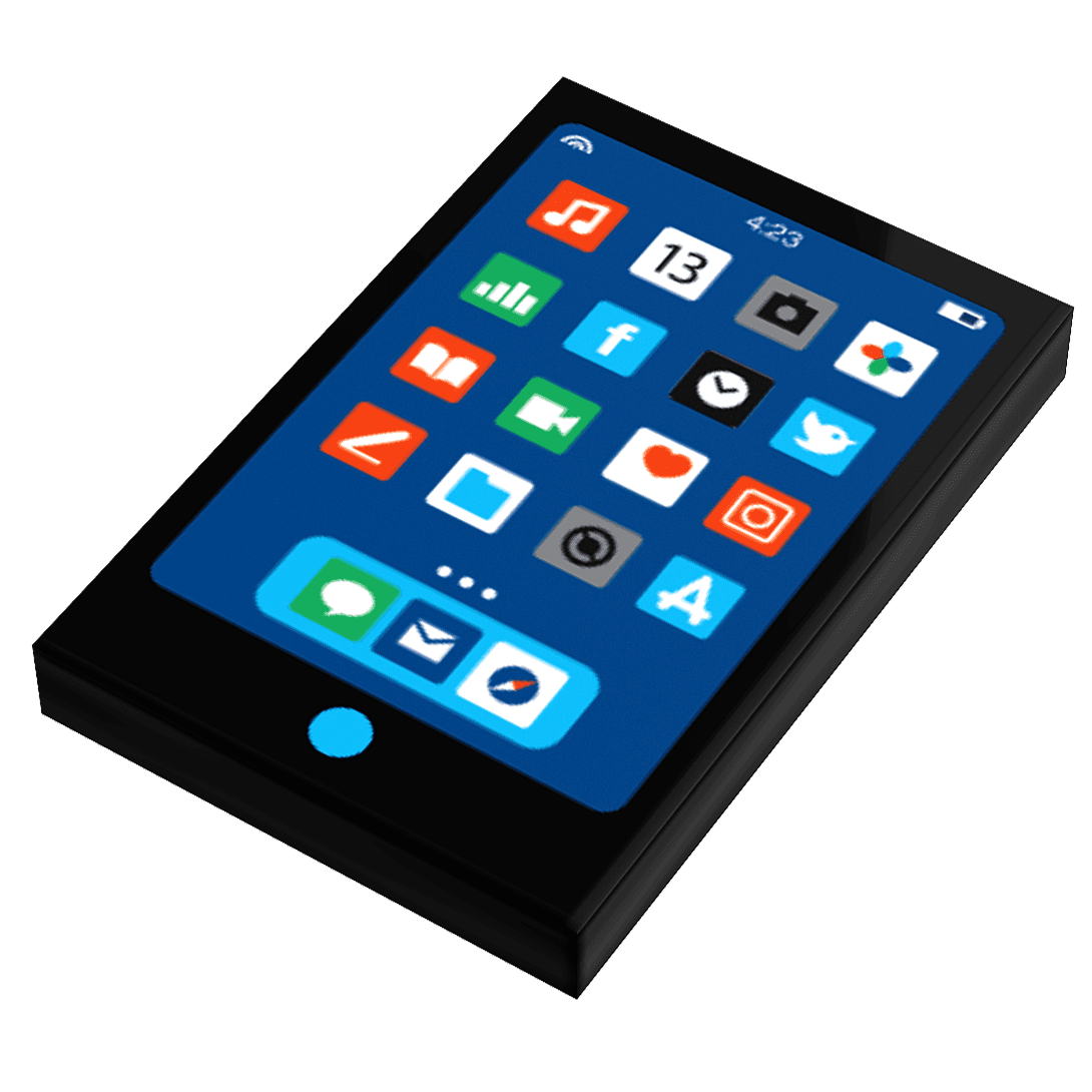 Tablet - B3 Customs® Printed 2x3 Tile made using LEGO parts - Black