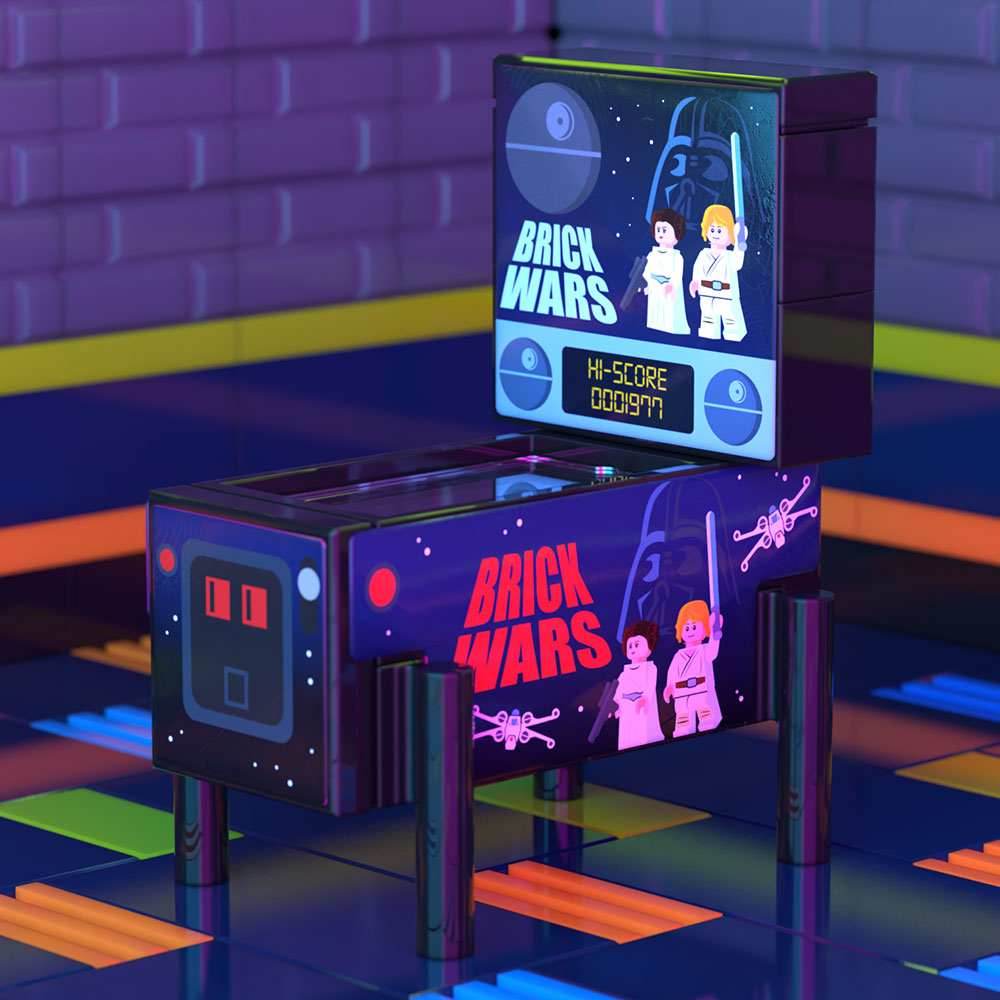 Brick Wars - B3 Customs Pinball Arcade Machine Building Set made using LEGO parts -