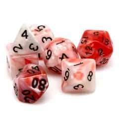 Shell White/Red 7-Dice Set w/Black Numbers Dnd Dice Set -