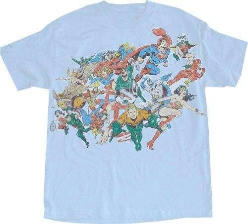 DC Comics Superheros Distressed T-shirt - S