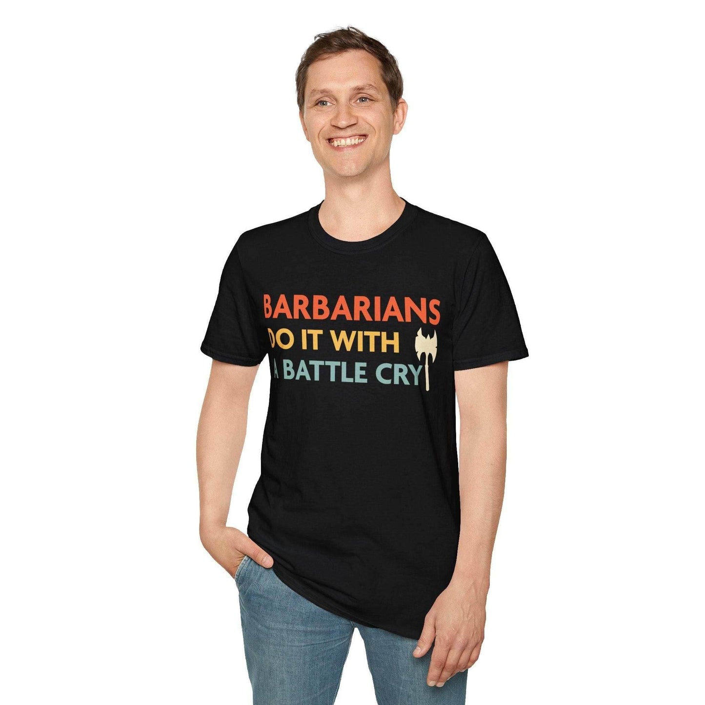 DnD Barbarians Do It With A Battle Cry Shirt - Navy / S