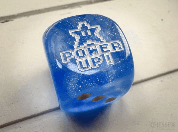 STAR Power Up! d6 (Dice colors are filled at random) | Pipped Dice 16mm -