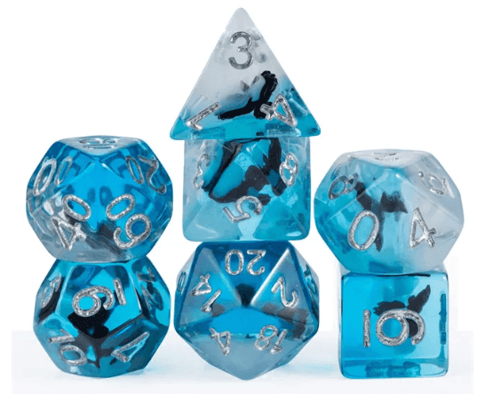 Eagle Dice 7-Dice Set Blue w/ Black Eagle Inside Dnd Dice Set -