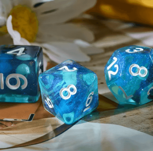 Noctilucent Jellyfish Dice 7-Dice Set Blue Glitter Dnd Dice Set -