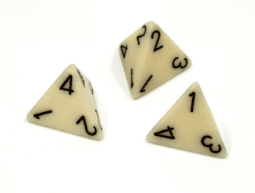 Opaque Polyhedral Ivory /black d4 | 4-Sided Dice (sold per die) -