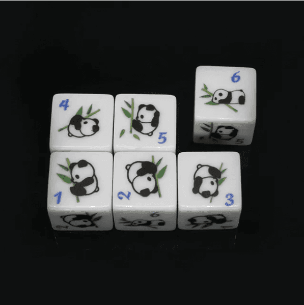 (White) Panda Dice | Printed d6 Dice Featuring Fantasy Animal Numbered - 1 Dice
