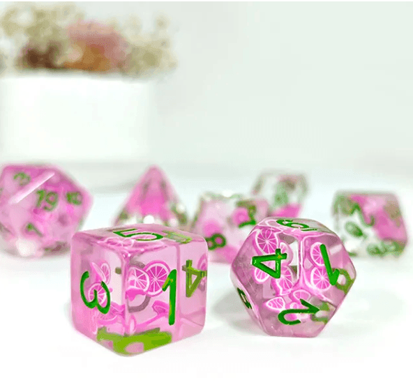 Dragon Fruit Themed Dice | 7-Dice Resin Dice Set Dnd Role Playing Set -