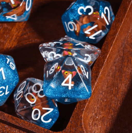 The Enchanted Kitty Cat Dice Set | 7-Dice DND Feline Themed Dice -