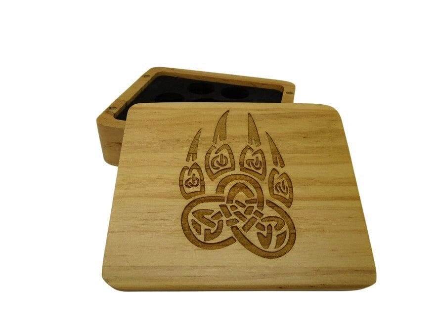 Druid Paw Wooden Dice Case - Acacia Wood