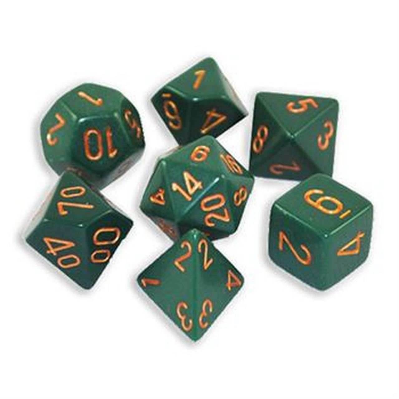 Opaque Polyhedral Dusty Green/copper 7-Die Set -
