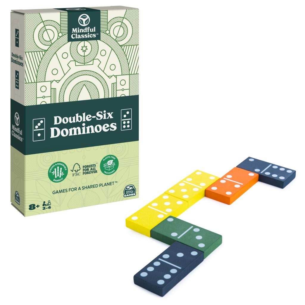 Mindful Classics - Double-Six Wood Dominoes Set -