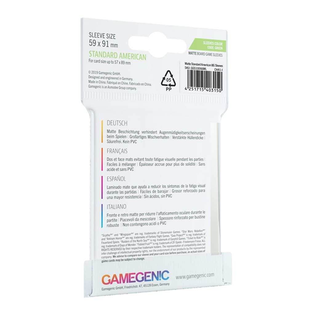 Gamegenic MATTE Sleeves: Standard American (51mm x 91mm) -