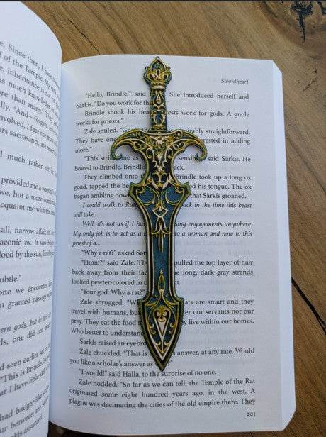 Gilded Sword Bookmark – Ornate Medieval-Inspired Fantasy Bookmark for Readers -