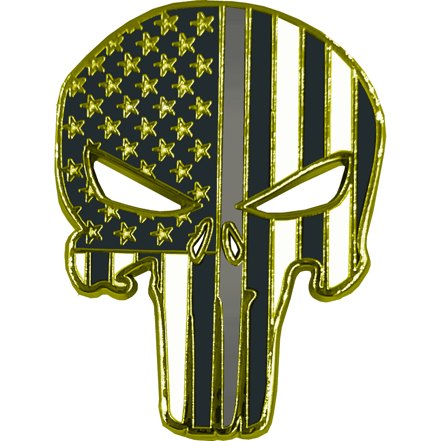 PBX-001-i Thin Gray Line American Flag Pin Correctional Officer with die-cut eyes and dual pin posts and deluxe locking clasps -