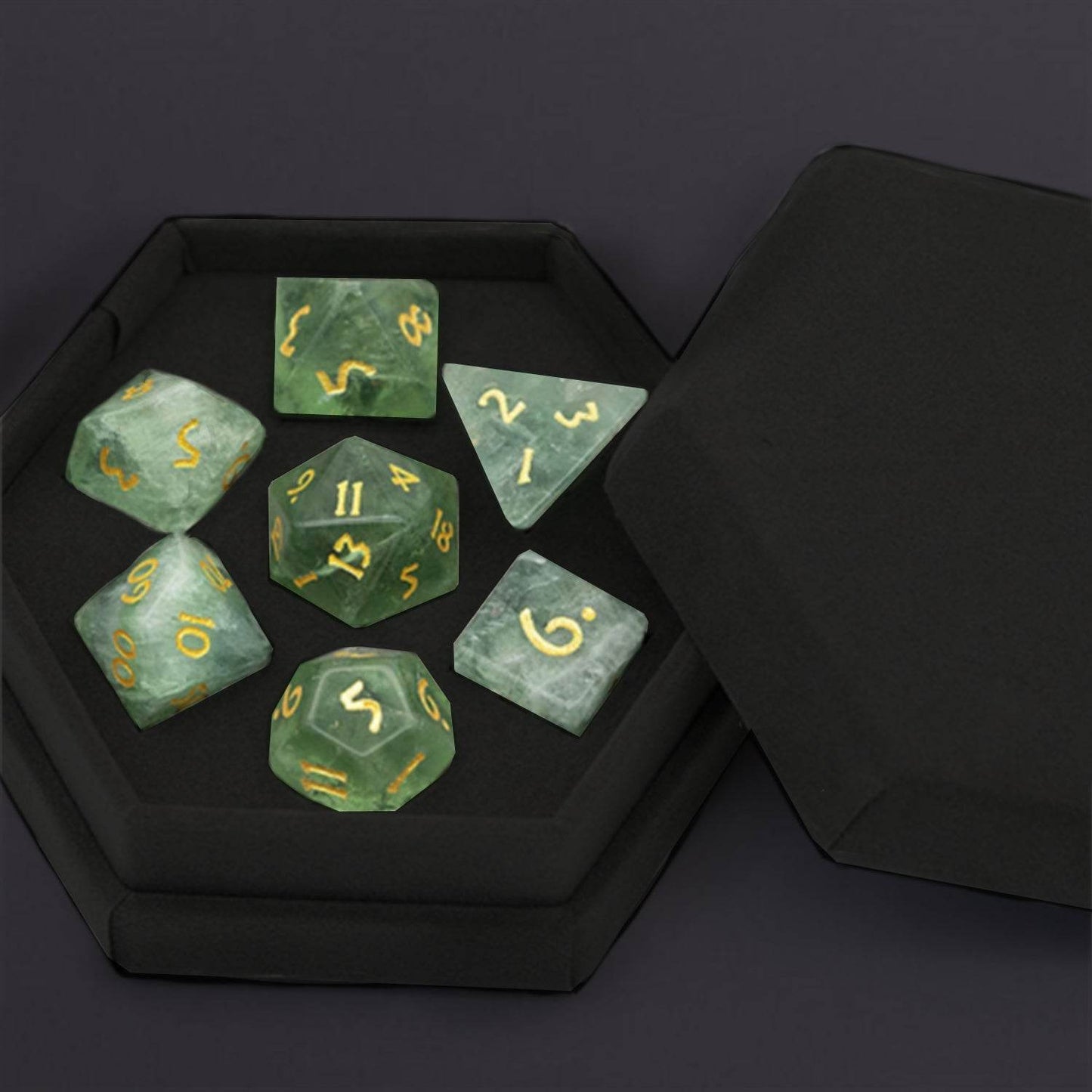 Green Amethyst Gemstone Dice Set -