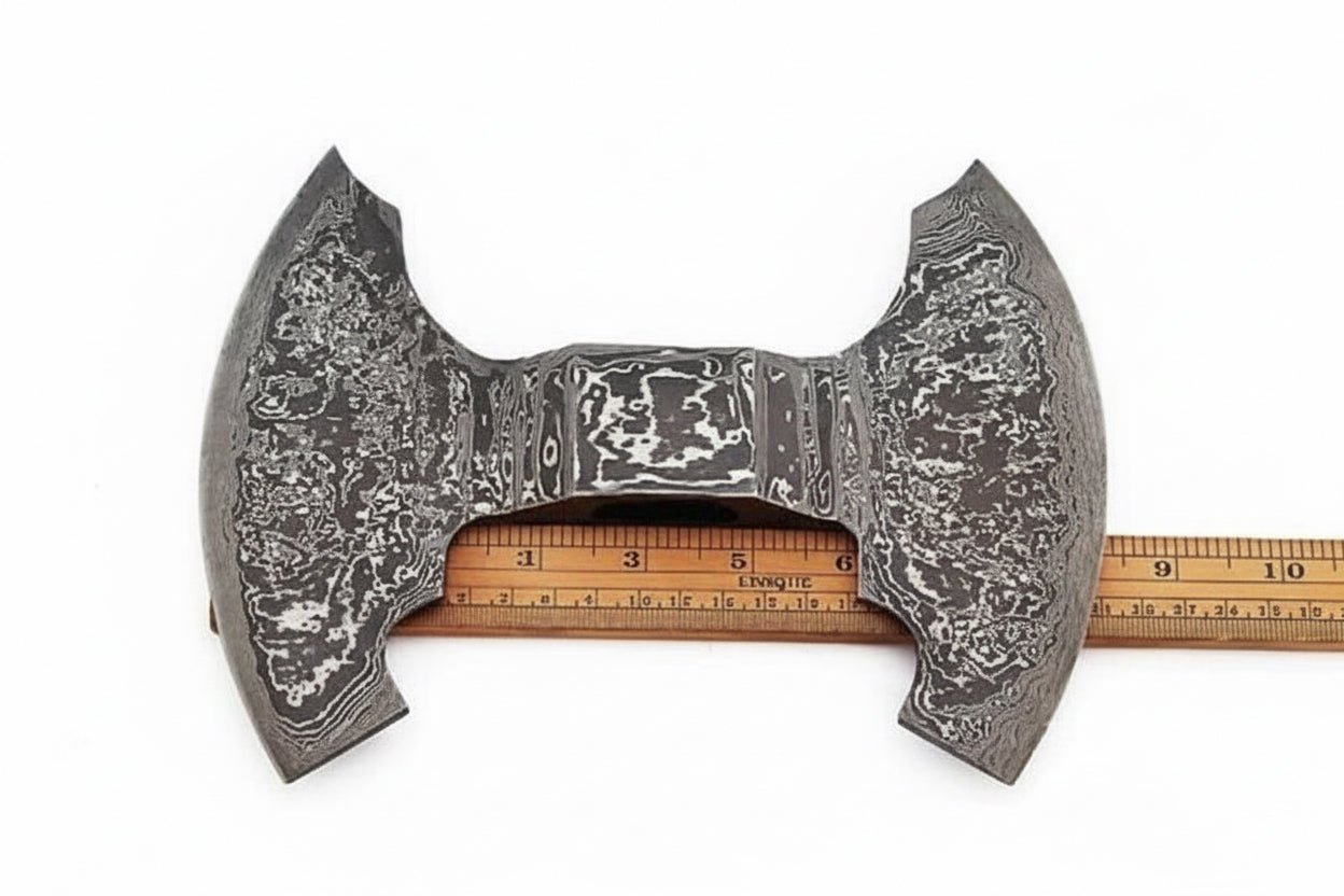 Custom Handmade Damascus Steel Double Headed Blank Axe Head – Functional Viking Tomahawk Blank for Custom Handle Builds | JW SteelCrafts