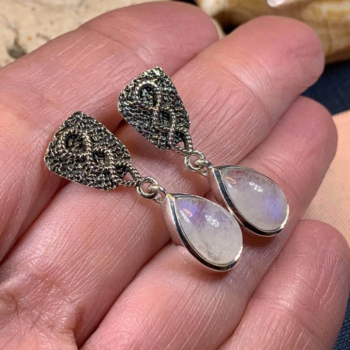 Adamaris Celtic Moonstone Earrings -