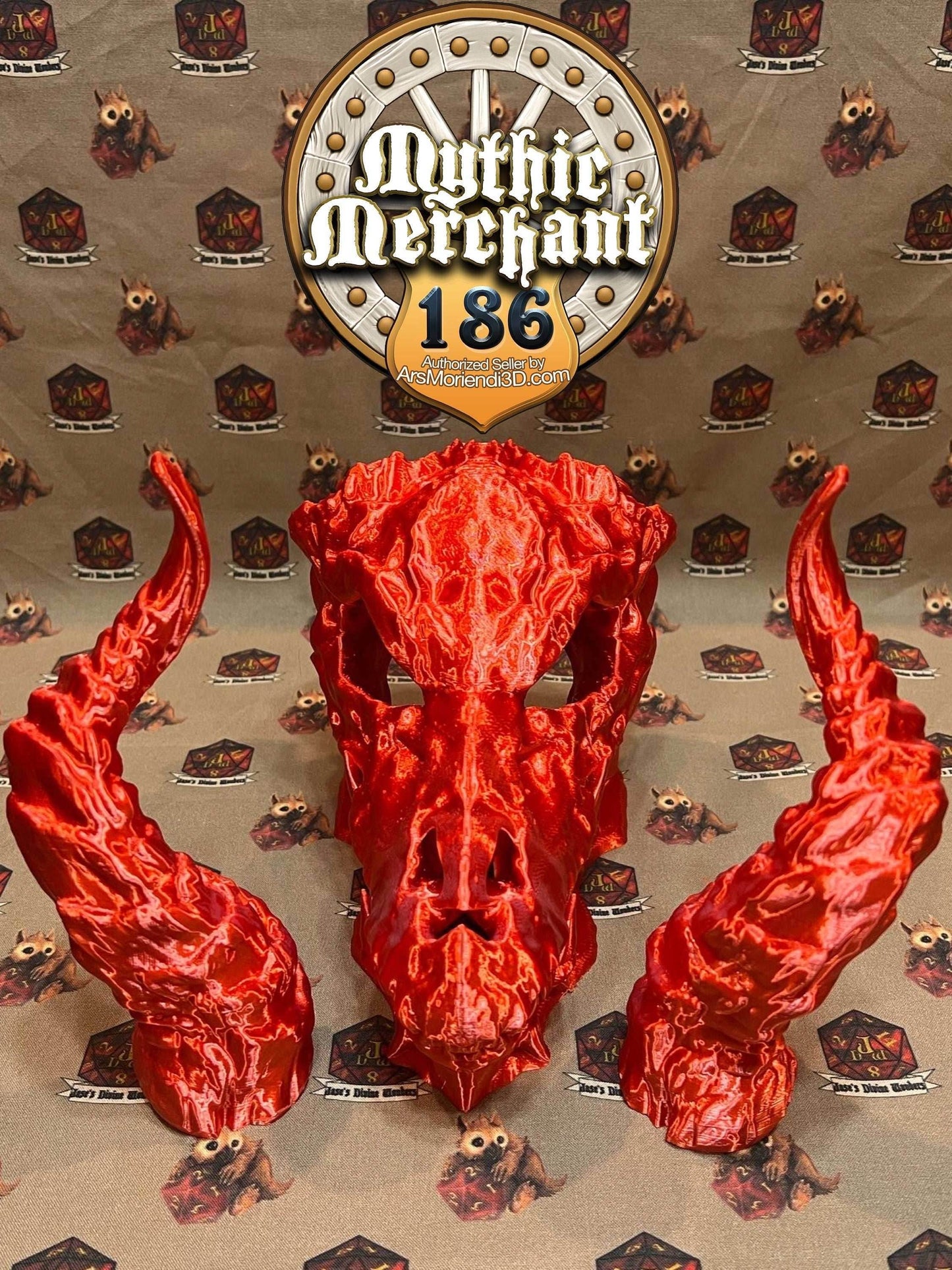 Dragon Skull Dice Tower from Ars Moriendi 3D - With Horn Lids / Black