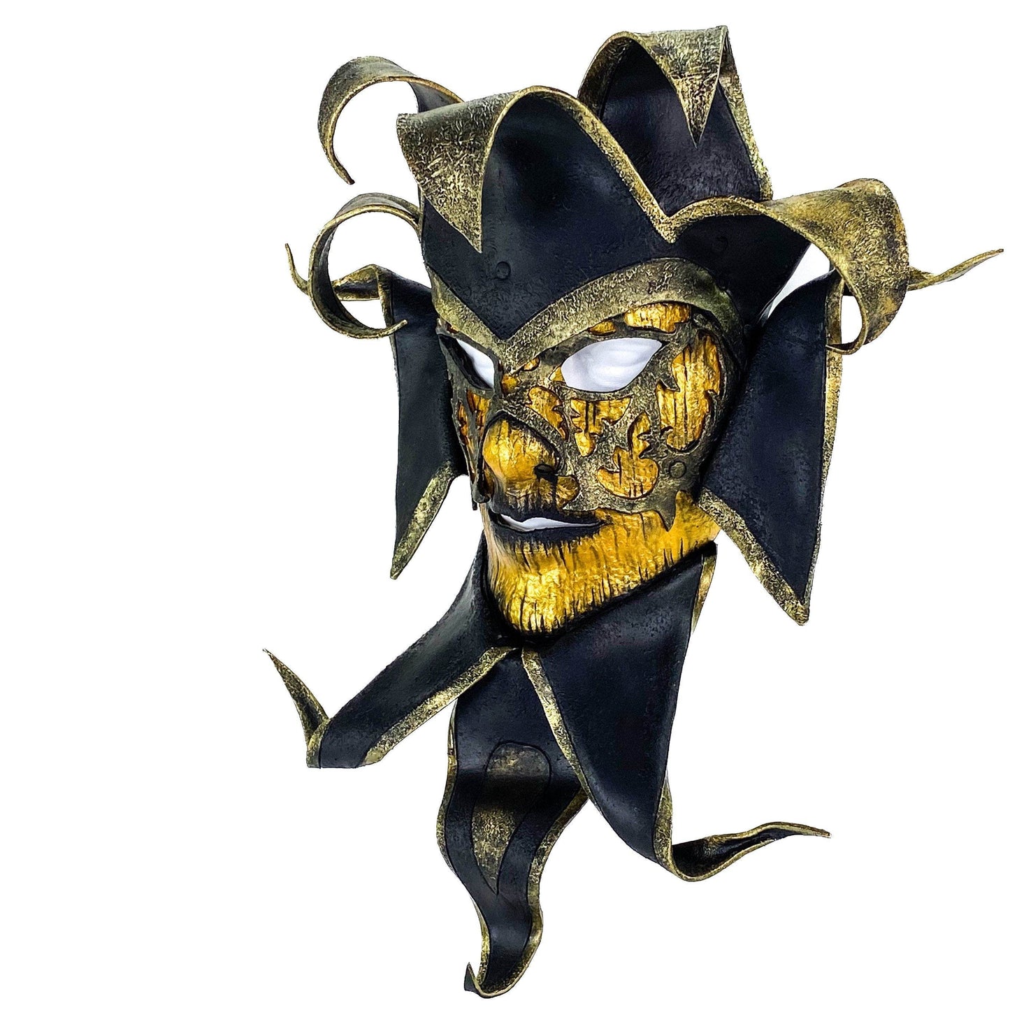 Venetian inspired Jester Mask in Gold and Black - Wearable or Wall Art -
