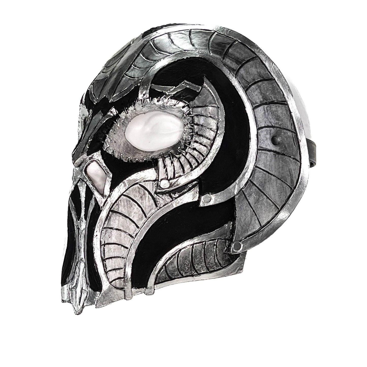 Battle Mask - Handmade Genuine Leather Mask in Silvers and Matte Black -