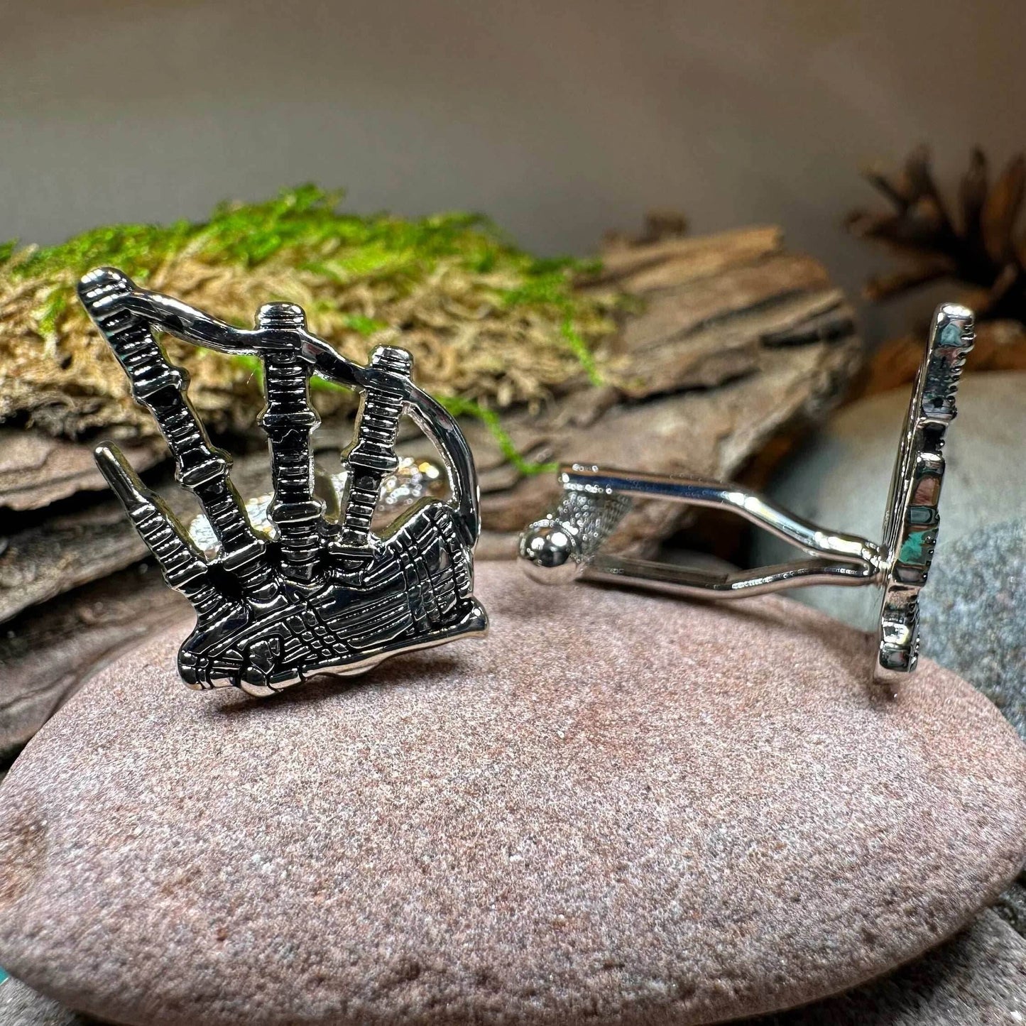 Highlander Bagpipes Cuff Links -