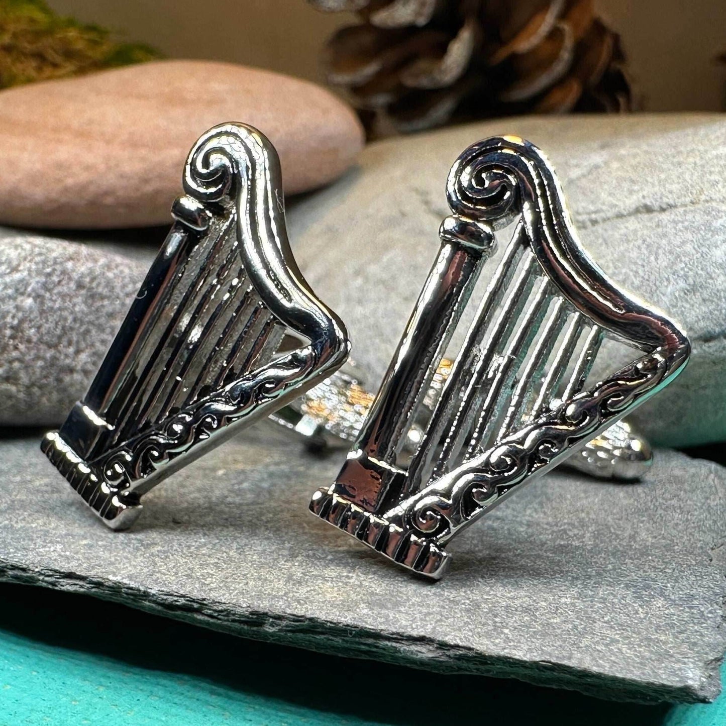Irish Harp Cuff Links -