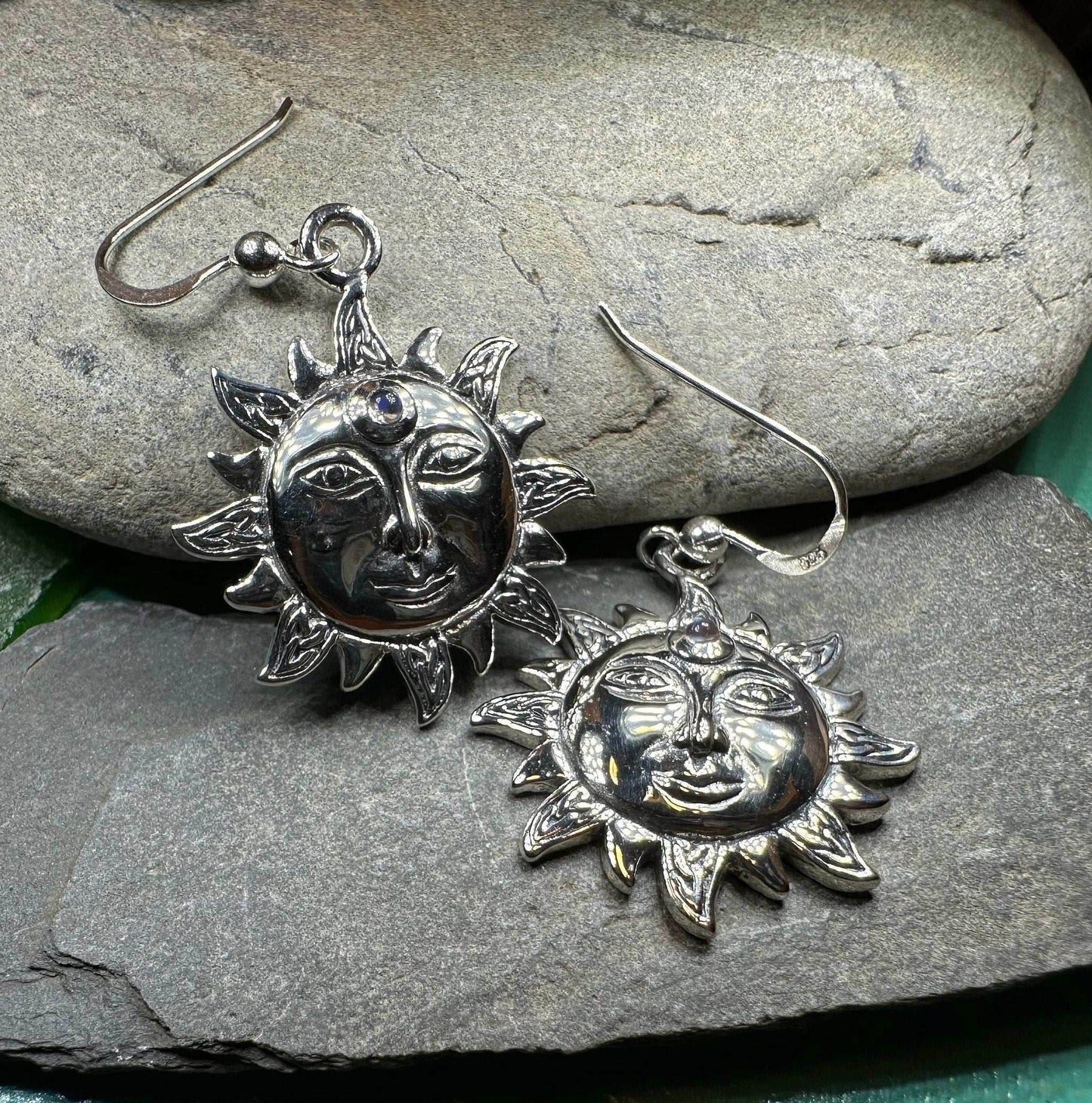 Celtic Skies Sun Moonstone Earrings -