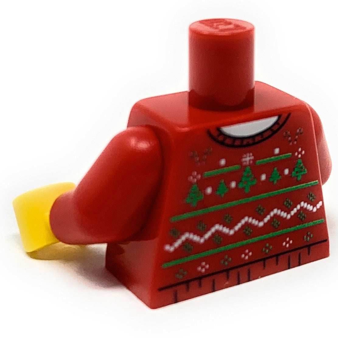 Ugly Red Christmas Tree Sweater Printed Torso made using LEGO parts - B3 Customs -