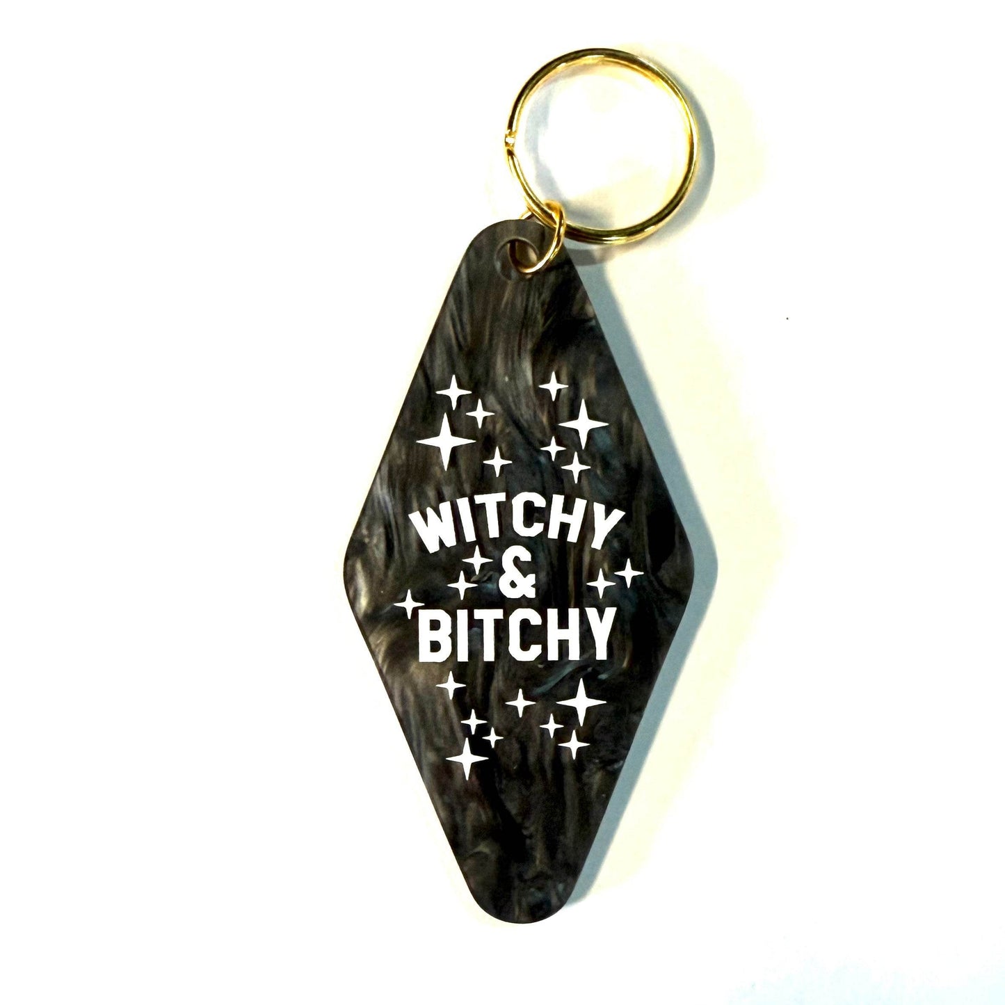 Witchy & Bitchy Keychain - Charcoal / Gold