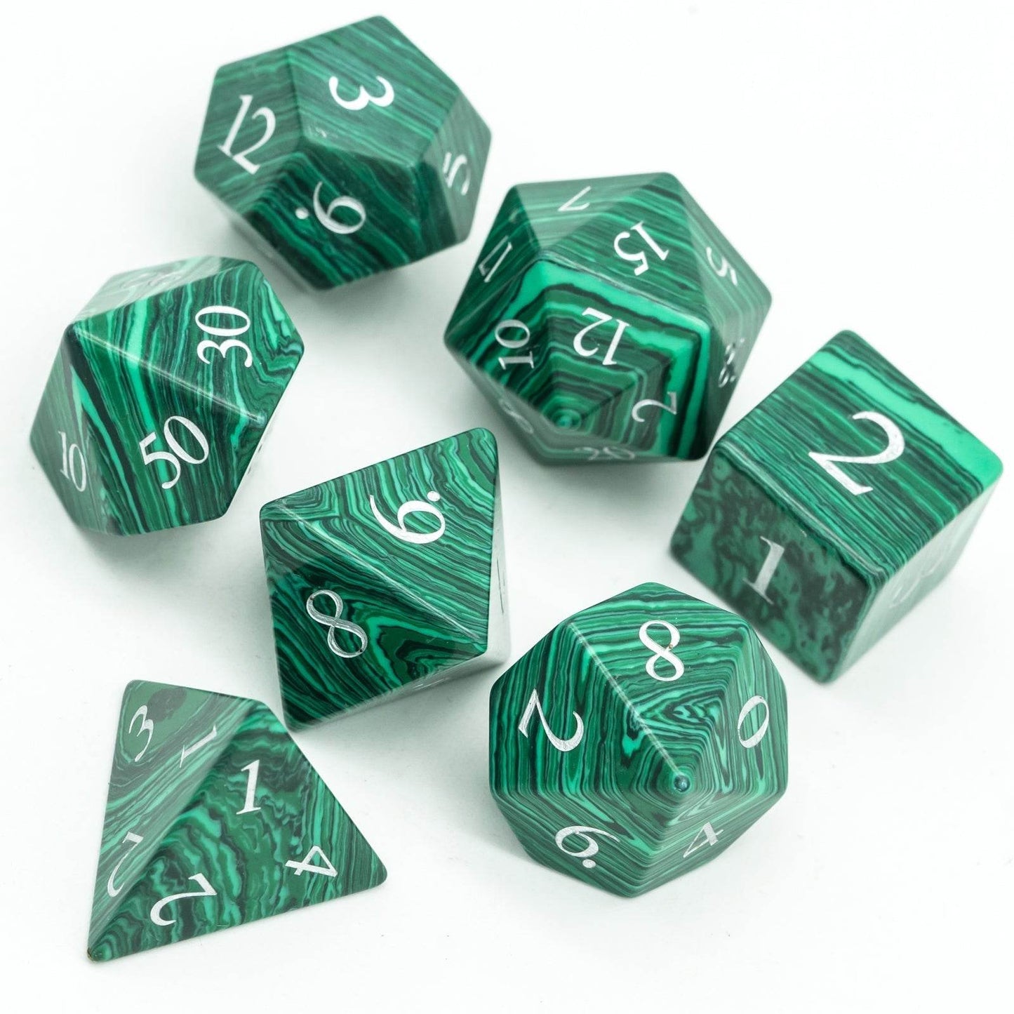 Malachite Gemstone Dice Set -