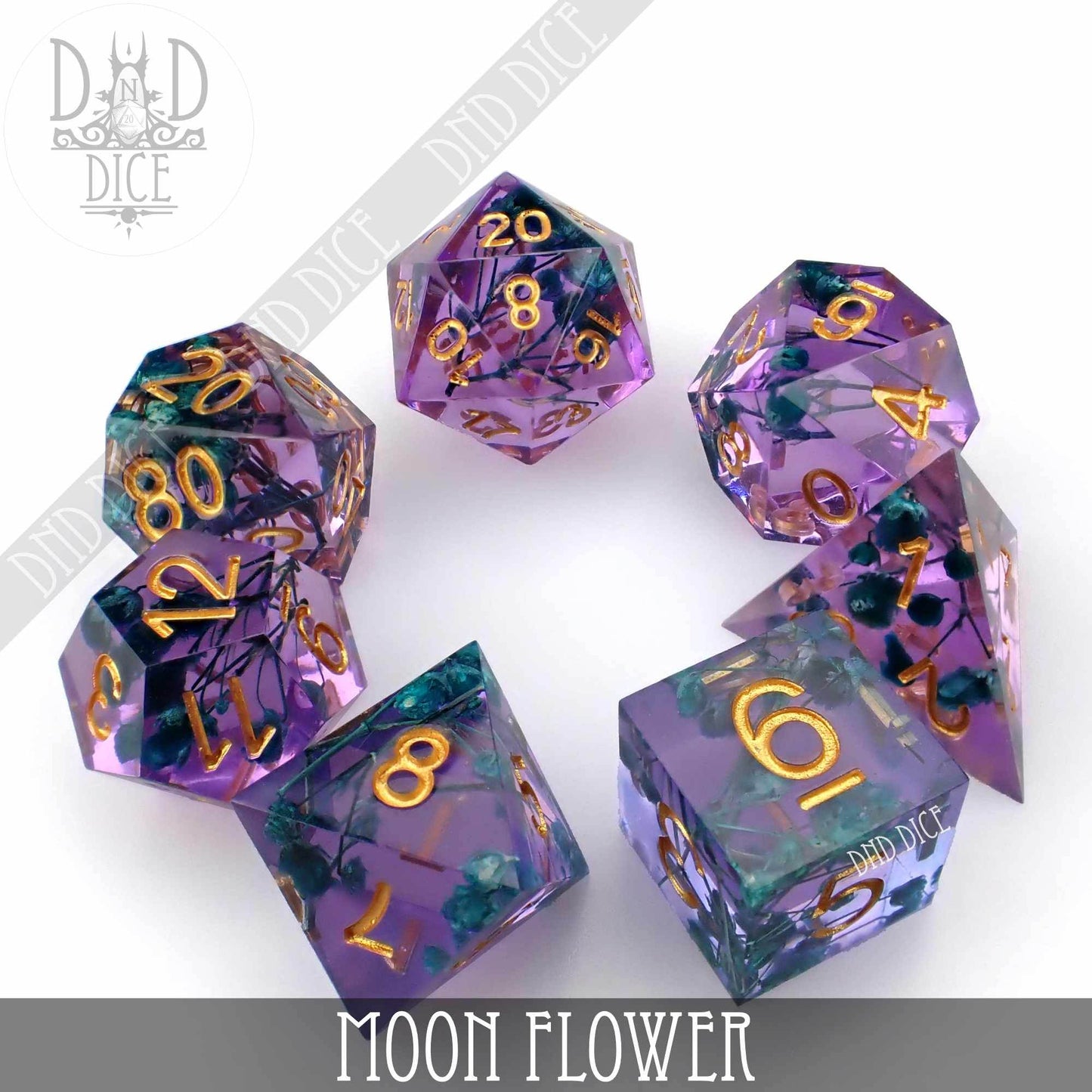 Moon Flower Handmade Dice Set -