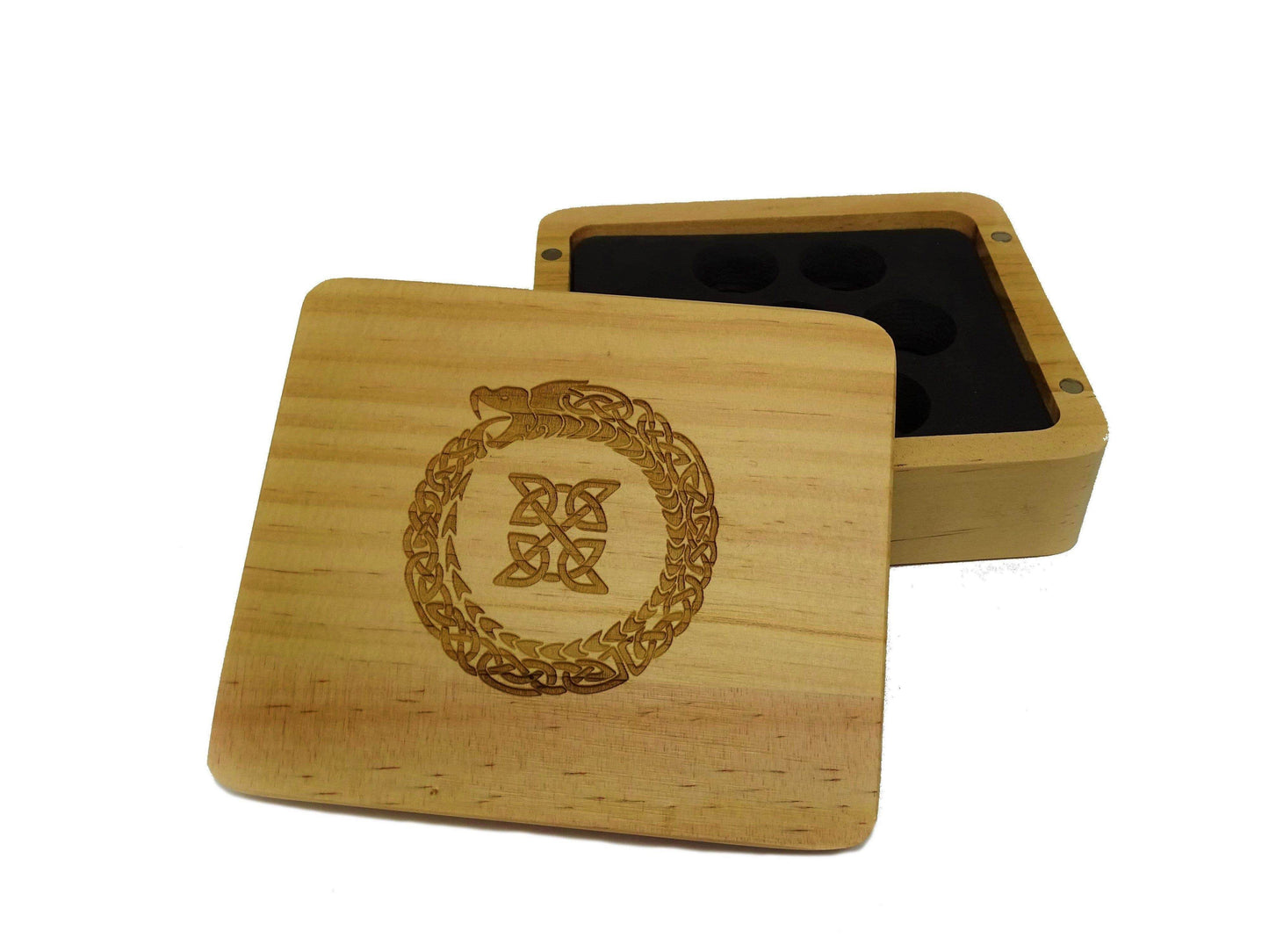 Ouroboros Wooden Dice Case - Acacia Wood
