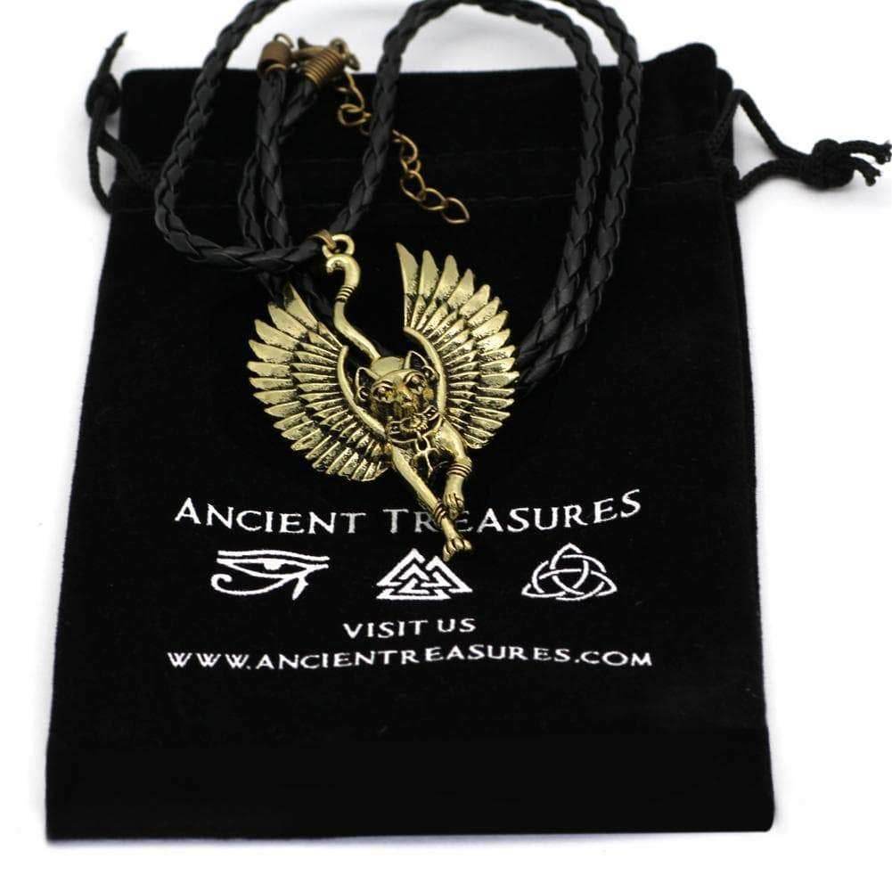 Ancient Egypt Bastet Goddess of Cats Stainless Steel Necklace - Bronze