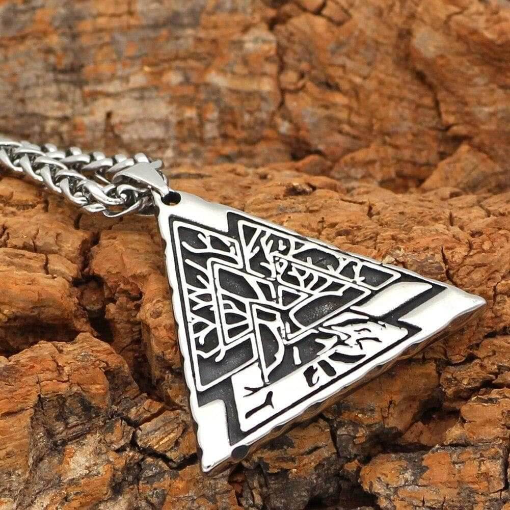 Vikings Valknut with Yggdrasil Tree of Life Stainless Steel Necklace - Pendant Only