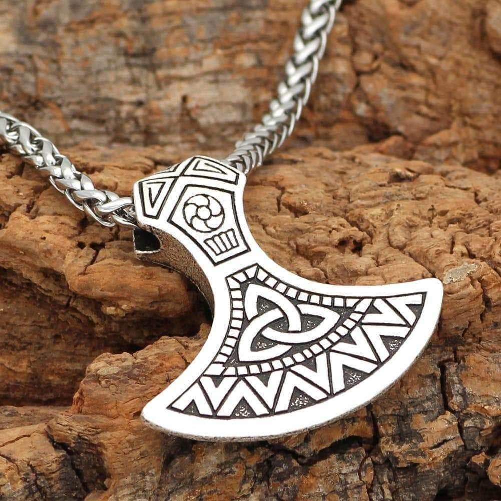 Vikings Triquetra Axe Stainless Steel Pendant & Necklace -