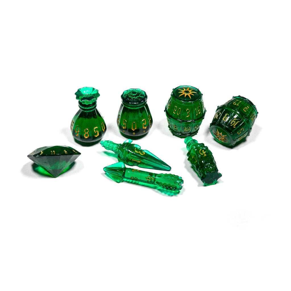PolyHero Rogue 8 Dice Set - Emerald Emissary -