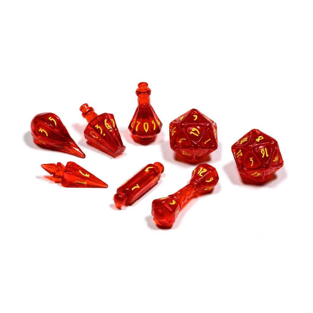 PolyHero Wizard 8 Dice Set - Dragonfire -