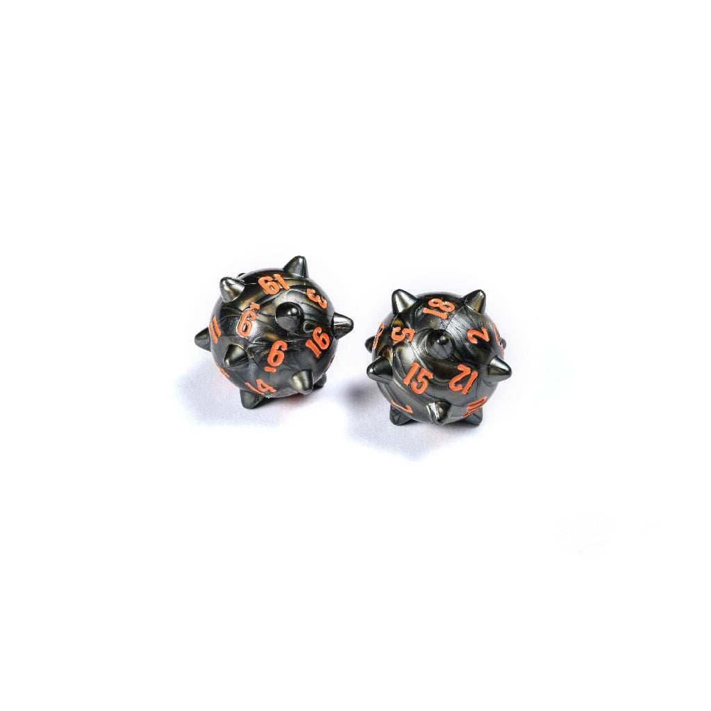 PolyHero 2d20 Warrior Spiked Balls - Steel Grey -