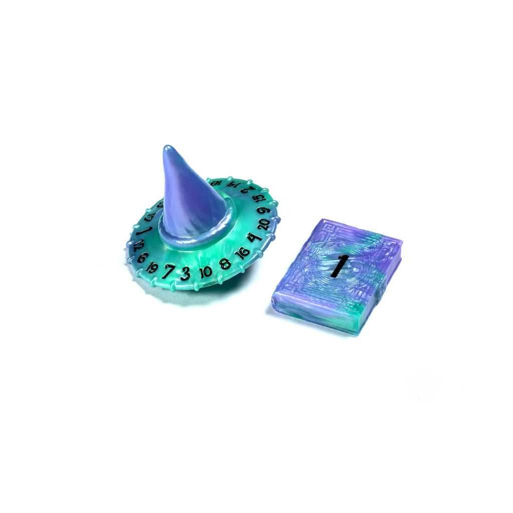 PolyHero Wizard d20 Wizard Hat & d2 Spellbook - Aether Mist -