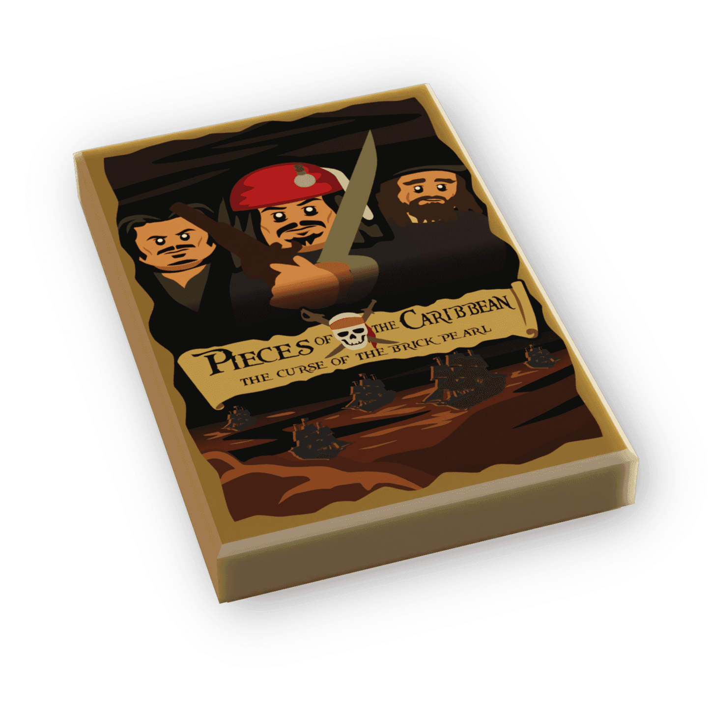 Pieces of the Caribbean: Curse of the Brick Pearl Movie Cover (2x3 Tile) made using LEGO part -