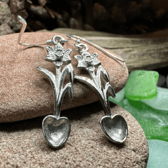 Welsh Daffodil Love Spoon Earrings -