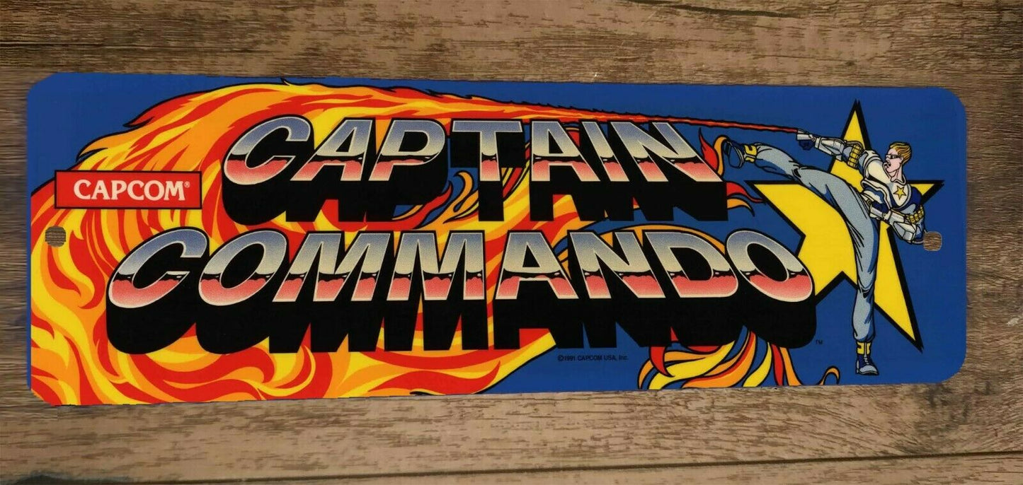 4x12 Captain Commando Video Game Arcade Metal Wall Sign Marquee Banner Retro 80s