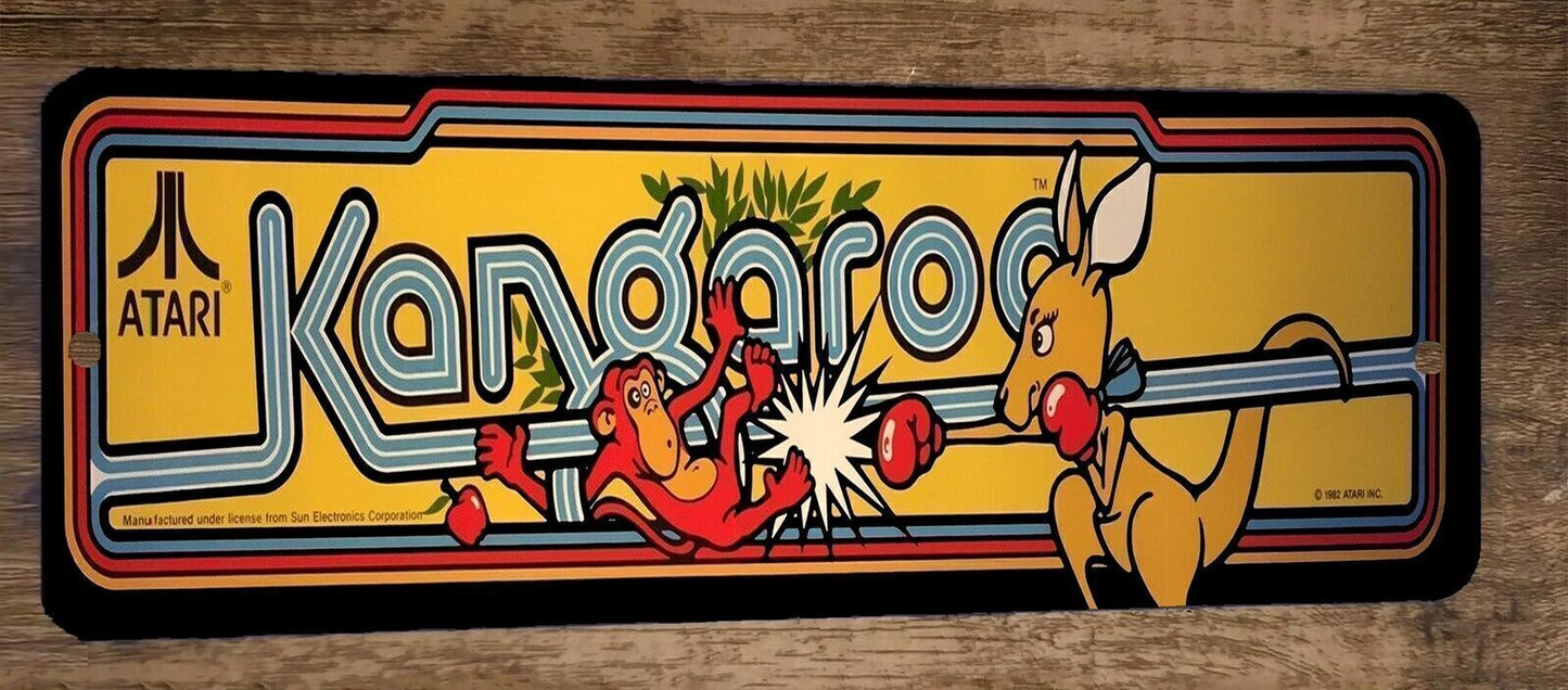 Kangaroo Arcade 3x12 Metal Wall Video Game Sign Poster