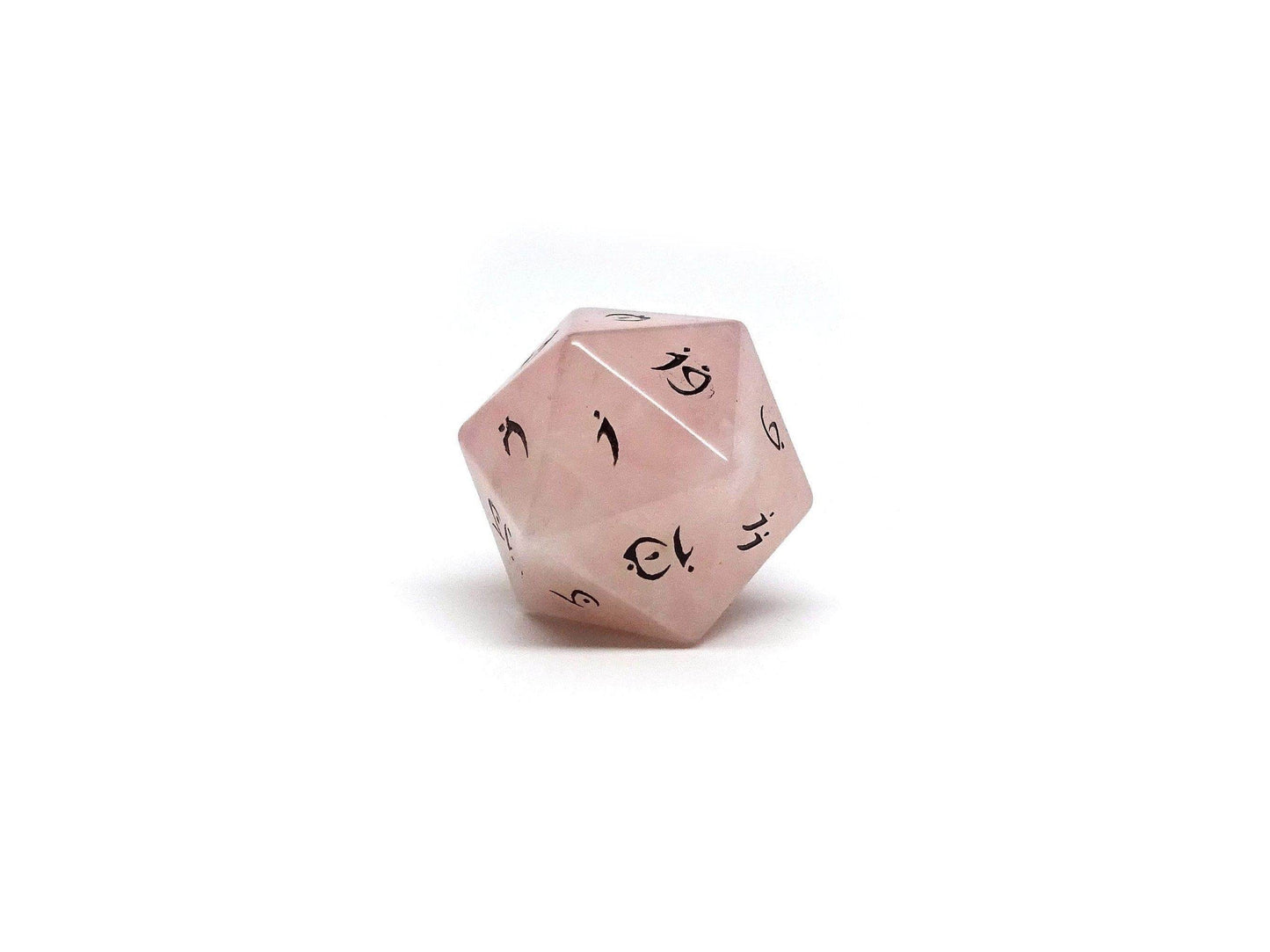 Rose Quartz D20 Dice - Elvenkind Font -